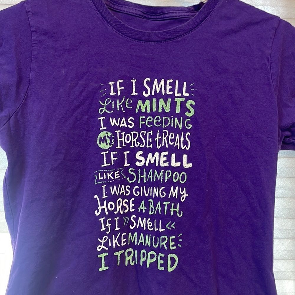 GIRLS purple cute horse shirt - Picture 3 of 7